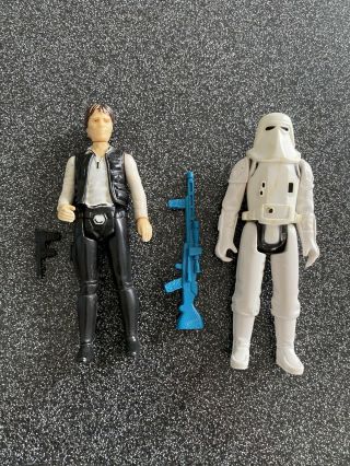 Vintage Star Wars Glasslite Han Solo And Hoth Storm Trooper