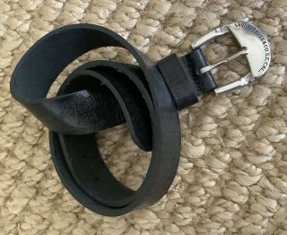 Vintage Levi Strauss & Co Leather Belt Silver Tone Buckle Sz 30 - 34 Black