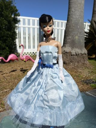 Vintage Barbie Clone Premier Babs Suzette Blue Taffeta Shoes and Purse NO DOLL 2