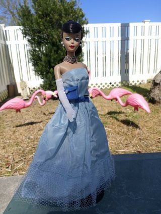 Vintage Barbie Clone Premier Babs Suzette Blue Taffeta Shoes and Purse NO DOLL 3