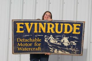 Large Vintage Evinrude Outboard Boat Motors Fishing Gas Oil 48 " Metal Sign