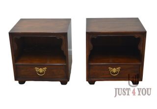 Henredon Pan Asian Nightstands Bed Side Tables