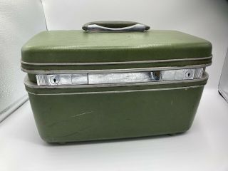 Vintage Samsonite Silhouette Train Makeup Case Hard Shell Luggage Green Vgc