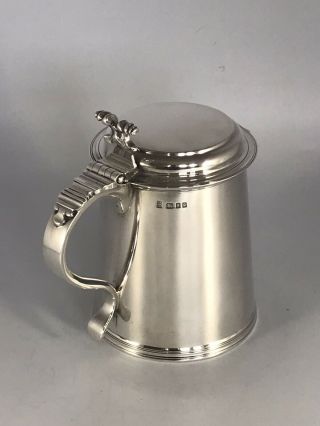 Antique Solid Silver Lidded Pint Tankard - Pairpoint Bros - London 1930 - 542g