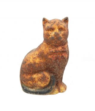 Antique Vintage Hubley Style Painted Cast Iron Cat Coin Bank