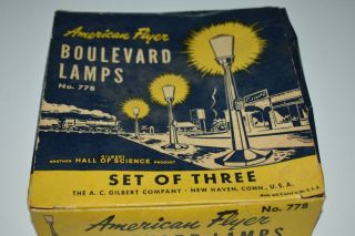 S Scale American Flyer Gilbert 778 Set Of 3 Boulevard Lamps With 2 Activators