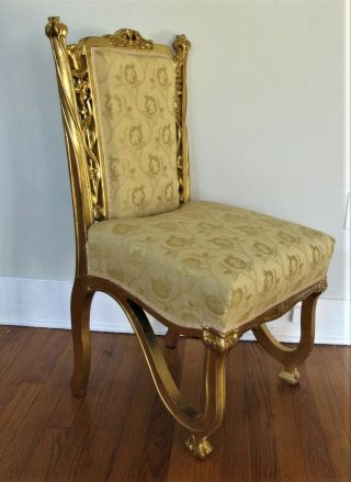 Gorgeous French Art Nouveau Carved Gilt Wood Chair C.  1900 Antique Deco