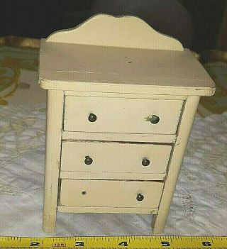 Vintage Painted Wooden Large Scale Dollhouse Doll Chest Of Drawers Furniture