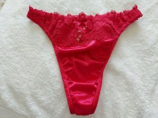 Vintage Victorias Secret Second Skin Satin Red Thong Panties Size Small