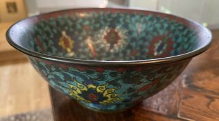 Antique 16th 17th Century Ming Period Cloisonne Bowl Floral Pattern Asia Art