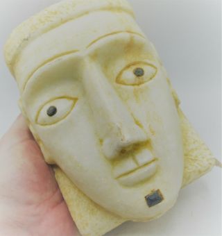 Ancient Near Eastern Alabaster Stone Statue Fragment With Stones
