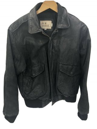 Order Mens Vintage 90’sblack Leather Jacket Coat Size Medium.