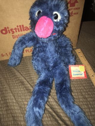 Vintage Knickerbocker Plush Stuffed Grover Muppet Sesame Street Henson With Tag