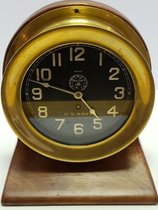 1906 U.  S.  Navy Chelsea Clock Co Boston Brass Porthole No.  3 Naval Ship Deck Clock