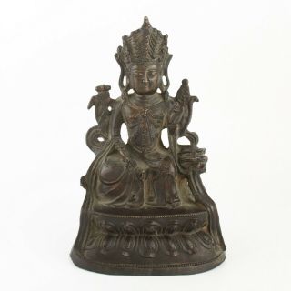 Antique Chinese Bronze Seated Guanyin Statue