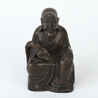 Antique Chinese Bronze Seated Figure Statue