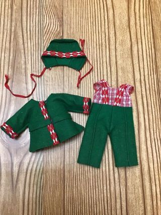 Vintage Vogue Ginny Doll Tagged 3 Piece Outfit Green Red Pants Hat Jacket