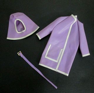 Vintage Barbie Clone: Maddie Mod Slick Chick Purple Raincoat & Hood Hat
