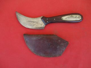 Rare 3 1/2” Blade W.  L.  Marbles Fish Knife And Sheath Vintage Antique (177