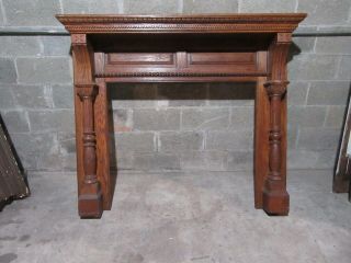 Antique Carved Oak Fireplace Mantel 60 X 51 With 42 Opening Salvage