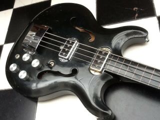 Vintage Mosrite Bass Guitar.  Vintage Fretless Bass.  Acoustic Black Widow Bass