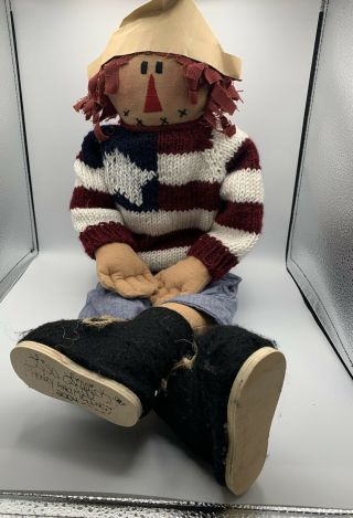 27 " Honey And Me 2004,  Primitive Raggedy Anne Patriotic Doll,  4th Of July,  Htf