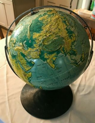 Nystrom Globe World Vintage Sculptural Raised Relief 12”