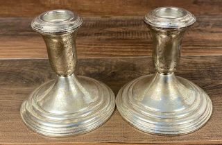 Pair Amc Weighted Sterling Candle Holders Candlesticks