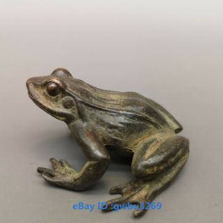 L51 Vintage Oriental Chinese Bronze Handwork Carved Frog Statue