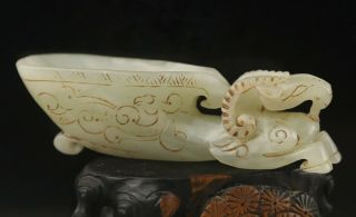 Old China Natural Hetian White Jade Hand - Carved Statue Of Sheep Spoon