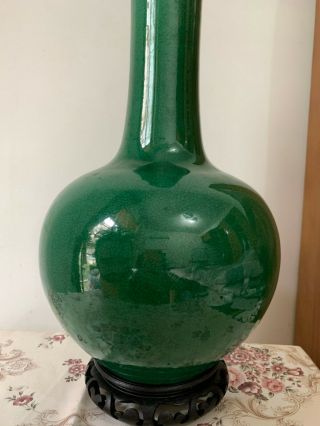 Chinese Antique Export Porcelain Green - glazed Crackle Vase Stand 13.  7 Inch 2