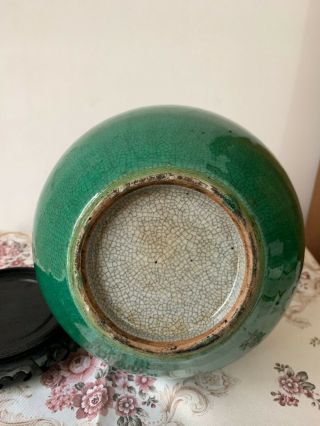 Chinese Antique Export Porcelain Green - glazed Crackle Vase Stand 13.  7 Inch 6