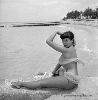 Bettie Page 1954 Camera Negative Bunny Yeager Photograph Sultry Pose Nr