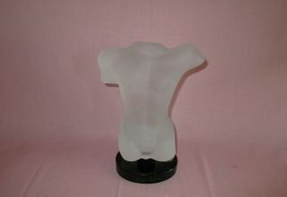 Vintage Dino Rosin Murano Crystal Art Glass Male Nude Torso Sculpture 11 3/4 "