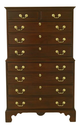 52266ec: Davis Cabinet Co Solid Mahogany High Chest Of Drawers
