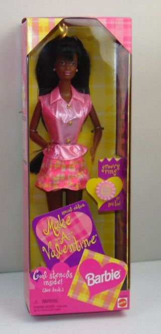 Vintage Barbie Doll Boxed 1998 Make A Valentine African American