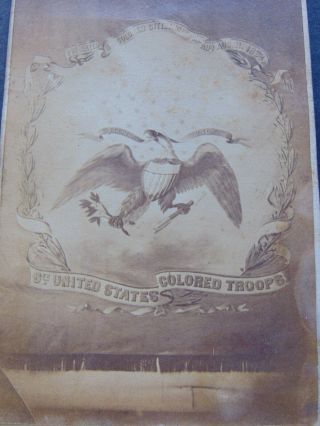 Antique Civil War Cdv Photograph Of The United States Colored Troops Banner
