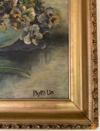 Phyllis Lin (林徽因 1904 - 1955) China Artist Oil Painting Signed 4
