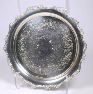 Vintage Webster & Wilcox " American Rose " Ornate Silver - Plate Round Tray 13 " D