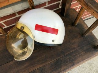 Vintage Snell Bell Toptex Open Face Helmet Size 7 1/4 " Snap On Bubble Shield