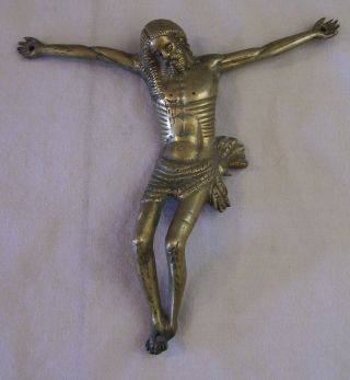 Vintage Antique Cast Brass Jesus Cross Crucifixion Heavy Duty 7 1/2 Inch