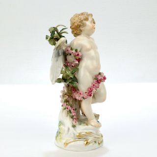 Antique Art Nouveau Meissen Porcelain Figurine of Cupid - Garlands R123 - PC 4