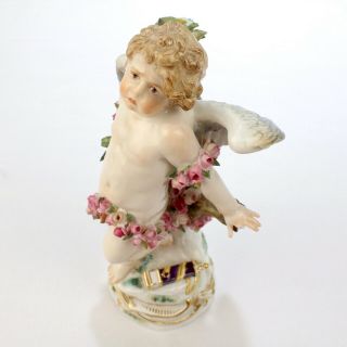 Antique Art Nouveau Meissen Porcelain Figurine of Cupid - Garlands R123 - PC 6