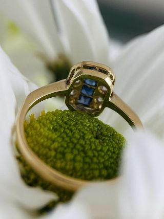 Antique Art Deco Old Cut Diamond Sapphire 18CT 18KT Gold Vintage Engagement Ring 4