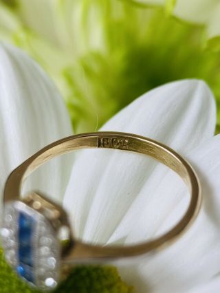 Antique Art Deco Old Cut Diamond Sapphire 18CT 18KT Gold Vintage Engagement Ring 5