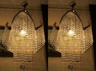 Antique Vintage French Swarovski Crystal Chandelier Light Lamp Lustre