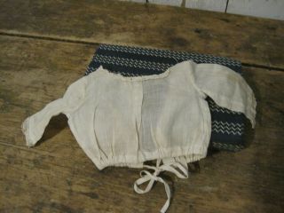 Old Primitive Rag Doll Blouse Ties At The Bottom Cream Color Fabric American