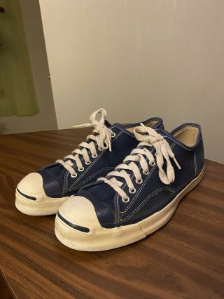 Vintage Mens Rare 60s Made In Usa Pre Converse Jack Purcell Canvas Sz 10 Blue