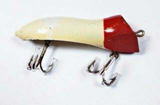 Early Pflueger 4700 Wizard Wiggler Lure White Red Head 3.  5 " Circa 1922