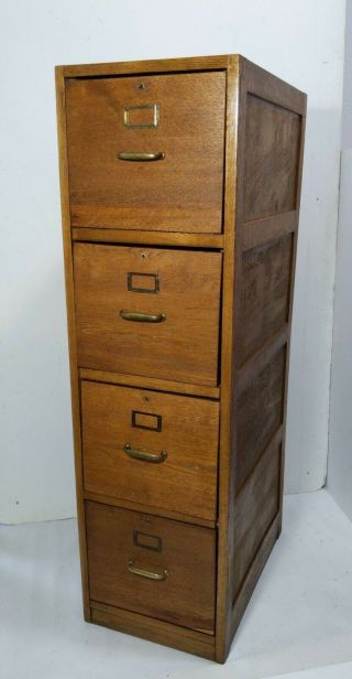Antique Arts & Crafts Mission Tiger Oak Wood File Filing Cabinet Library Bureau